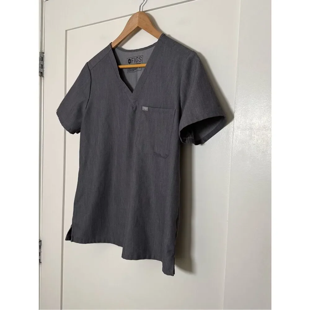 Figs Scrubs Top Catarina One-Pocket Womens Sz M Graphite Medical Nurse PO1568
